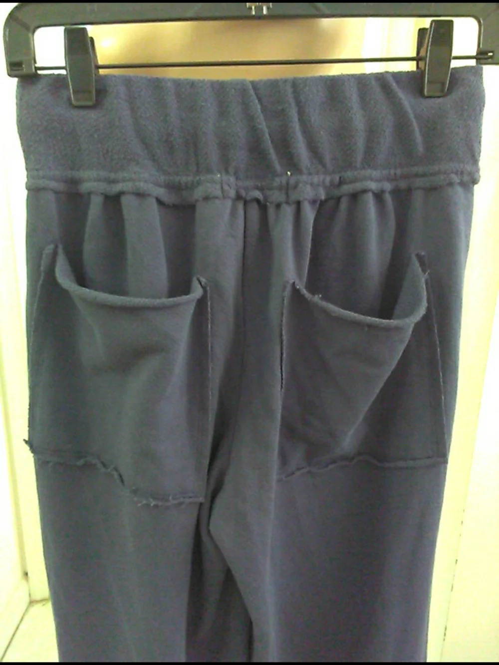 EX CON. FREE PEOPLE BEACH Navy Wide-Leg Lounge Pants Drawstring RAW EDGE PKTS XS
